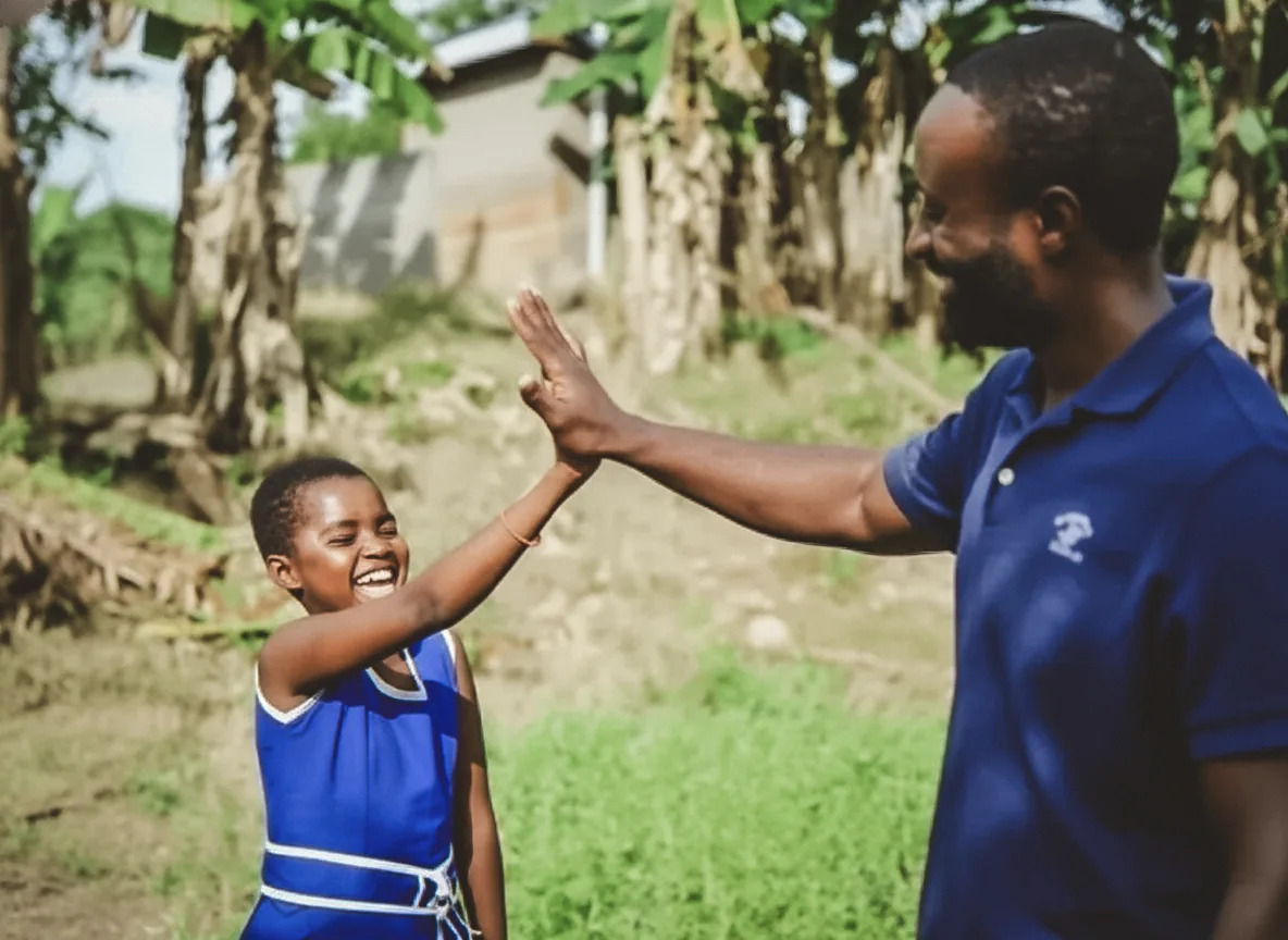A child and an adult sharing a high five